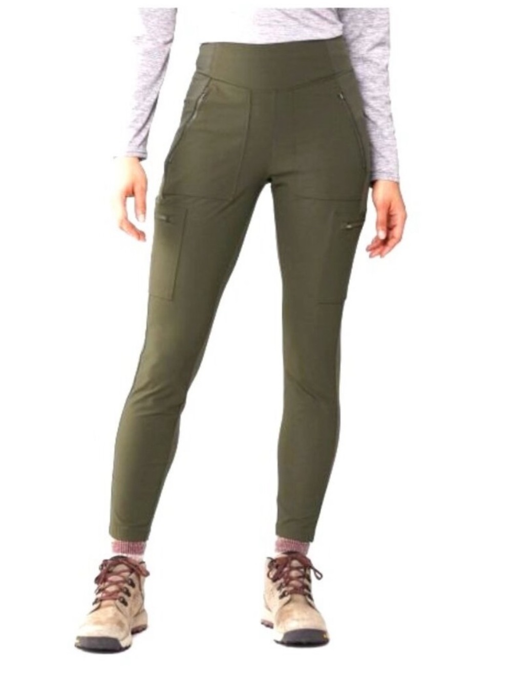 Athleta Olive High-Rise Cargo Ponte Skinny Leggings. Size 10
